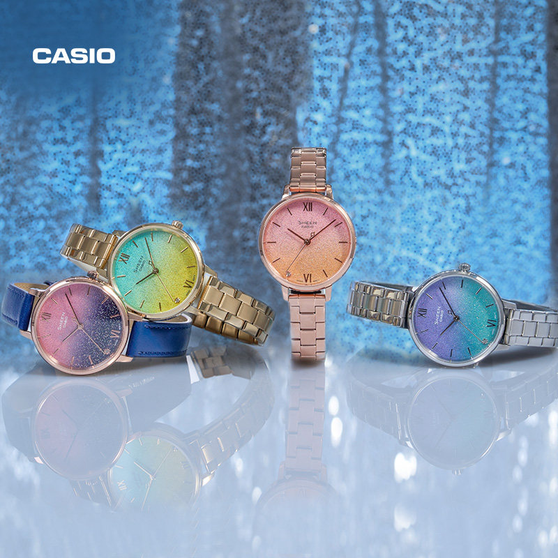 casio旗舰店she-4548简约官方女表 casio日韩腕表