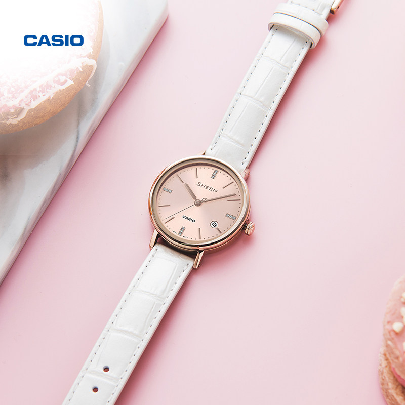 casio旗舰店she-4048防水石英表 casio日韩腕表
