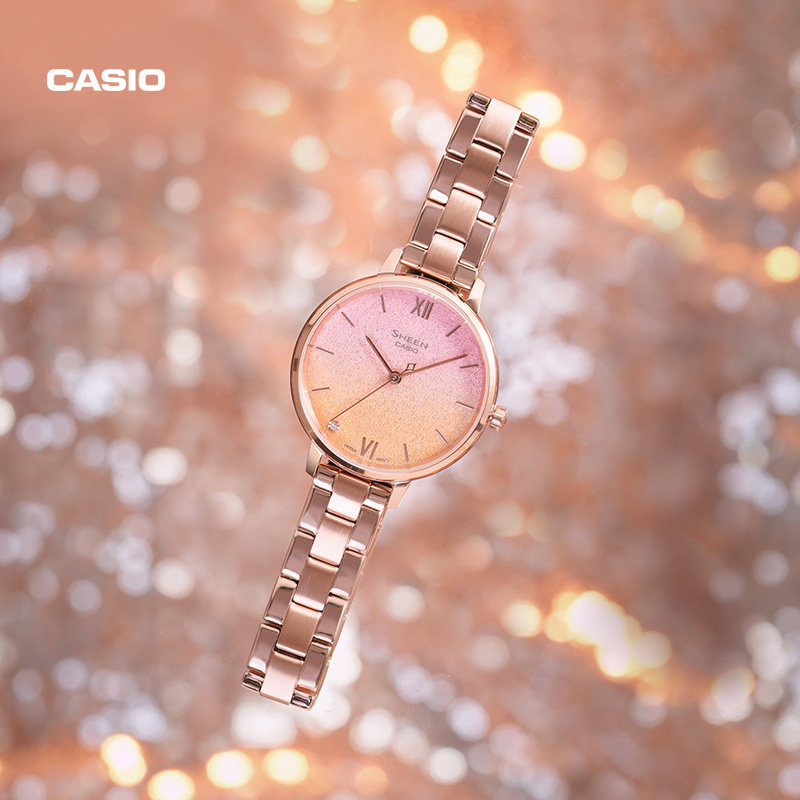 casio旗舰店she-4548简约官方女表 casio日韩腕表