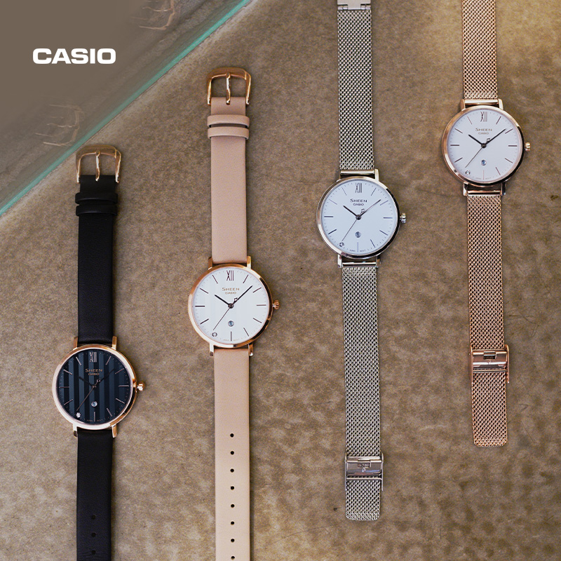 casio旗舰店she-4539防水女士手表 casio日韩腕表