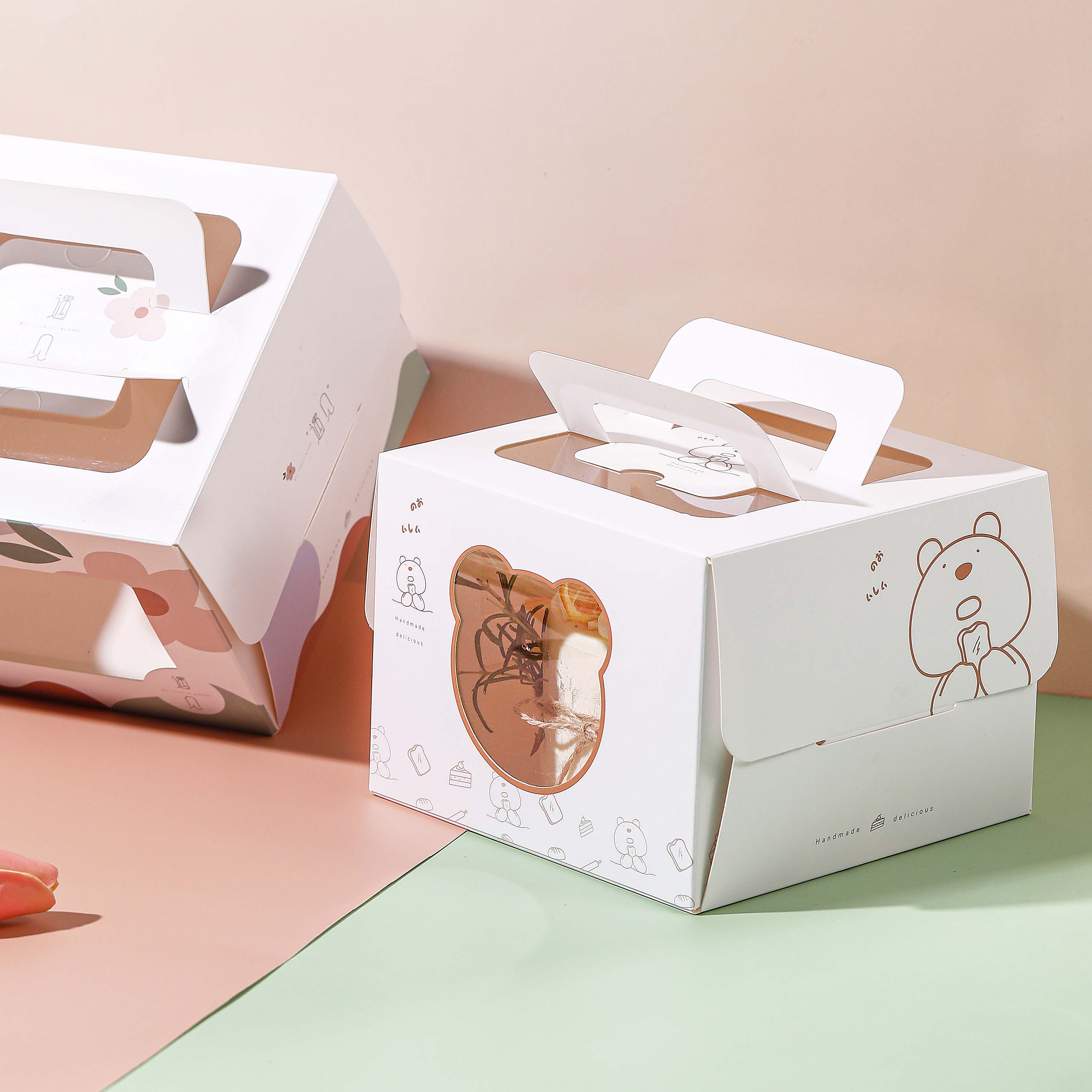 手提小蛋糕包装盒4/5/6/寸卡通可爱慕斯西点甜品四/五/六打包盒子
