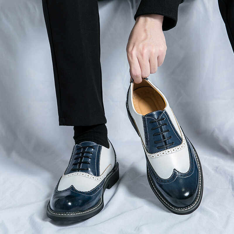 布洛克雕花皮鞋男士商务正装英伦休闲拼色男款内增高新郎结婚鞋,淘宝优惠券,粉丝福利购,淘宝优惠卷
