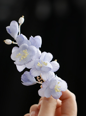 浅浅紫色绢花花朵发夹
