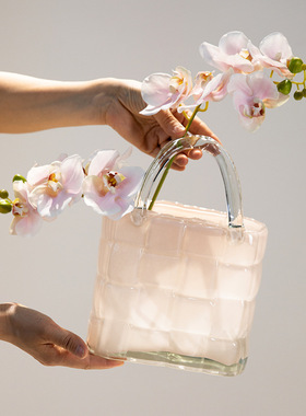 手提包包鱼缸包创意网红端透明玻璃花瓶摆件客厅水培插花装饰鱼缸