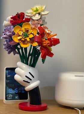 高级感卡通手握花瓶仿真花束客厅桌面装饰插花摆设艺术小众摆件