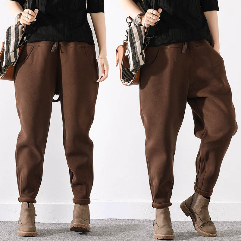 皇森冬季新款加绒加厚休闲裤女垮裤抽绳保暖宽松显瘦卫裤女哈伦裤,淘宝优惠券,粉丝福利购,淘宝优惠卷