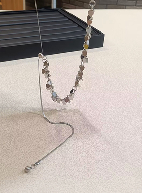 网红同款麦穗亮片可抽拉项链