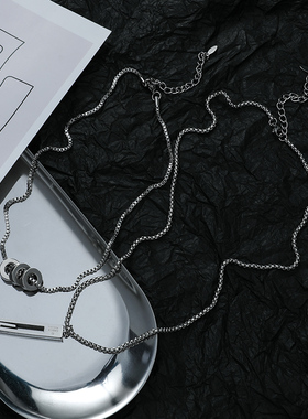 欧美钛钢不掉色双层叠戴项链男女