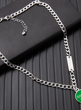 钛钢字母goodluck圆牌项链女个性