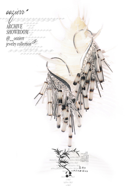 oozierr天然玉髓玛瑙拟态竹摇耳环小众原创设计度假法式