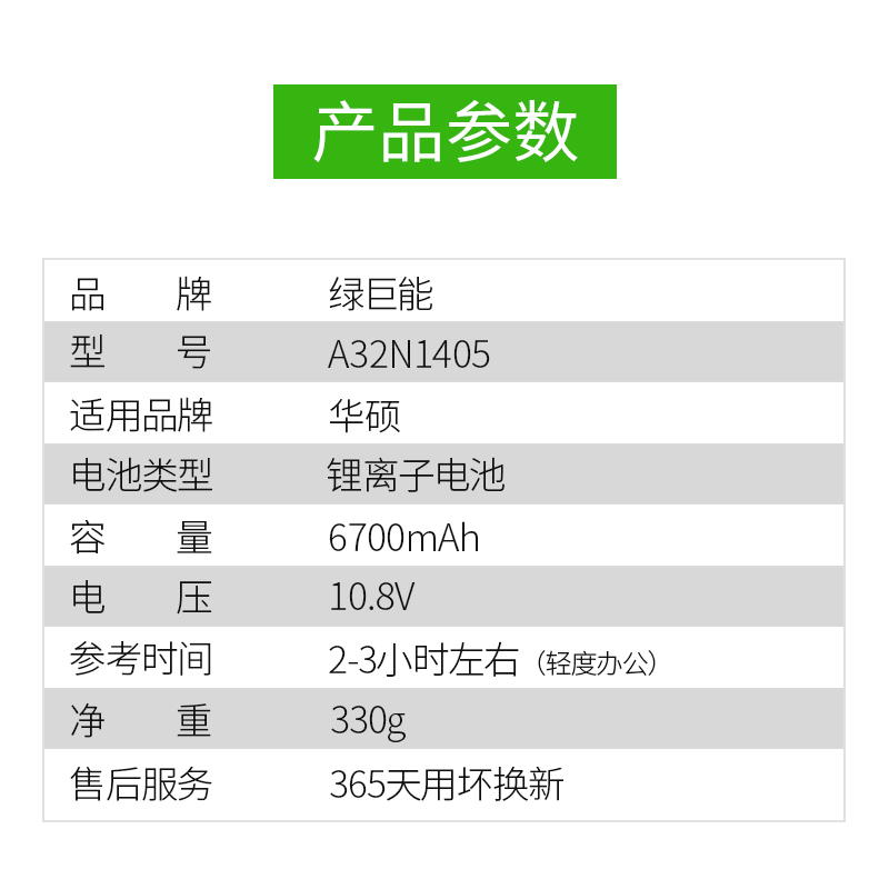 绿巨能适用于华硕A32N1405笔记本电池ROG玩家国度G771 G771JM G771JK N551 N551J JM4710 N551JM G58VM电池 - 图2