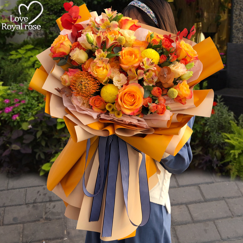 超大花束玫瑰郁金香芍药杭州鲜花速递同城爱人女友生日订花送上门 - 图0