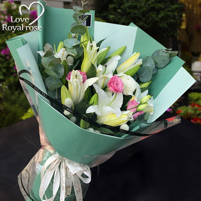 杭州鲜花速递同城香水百合花桔梗花混搭花束生日花店订花送花爱人 虎窝淘