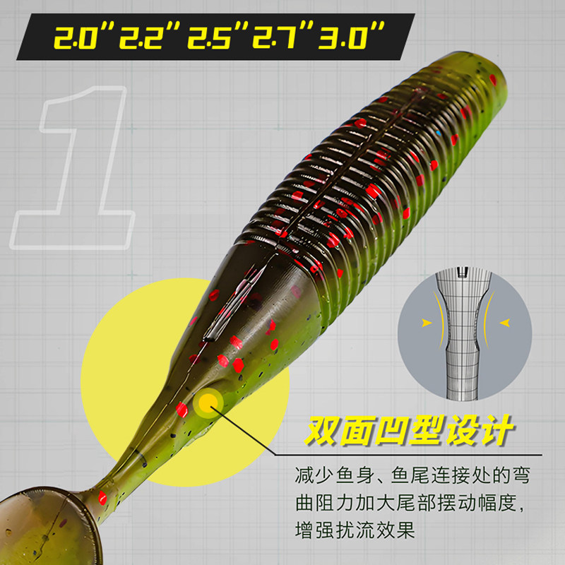 大河奔流竞技T尾二代软饵缓沉泳姿黑坑鲈鱼鳜鱼铅头钩路亚饵软虫,淘宝优惠券,粉丝福利购,淘宝优惠卷