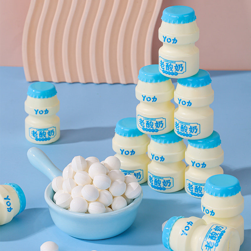 MINI小瓶奶糖果小罐开胃老酸奶风味奶片糖儿童零食学生网红小瓶糖 - 图2