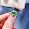 New natural peridot ring 925 silver gold plated main stone 6*8mm fashionable and versatile living ring