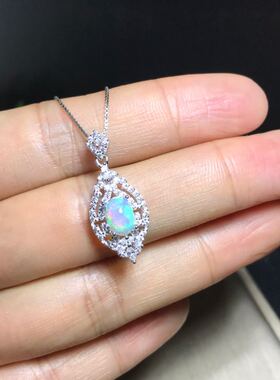 银镶主石尺寸5*7mm绚丽火彩吊坠