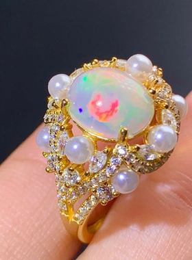 镶嵌欧泊戒指轻奢活口