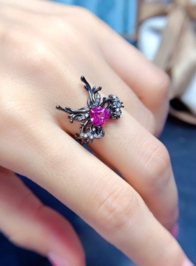 天然粉托帕石戒指 主石心6*6mm特惠 精工925银镶嵌 支持检测