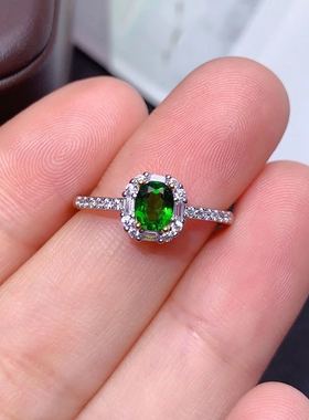 925银精工镶嵌天然透辉石戒指