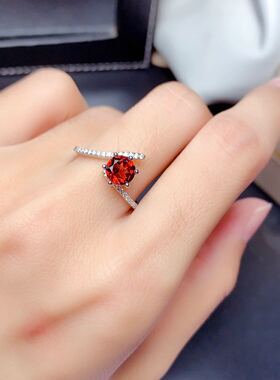 天然莫桑比克石榴石戒指石6mm