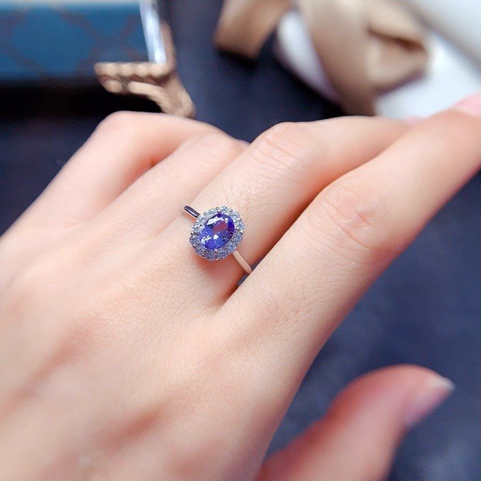 天然坦桑石戒指 主石5*7mm特惠 精工925银镶嵌 活口设计支持检测,淘宝优惠券,粉丝福利购,淘宝优惠卷