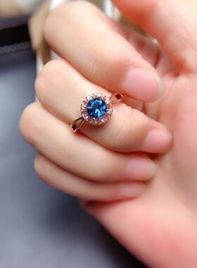 天然伦敦蓝托帕石戒指新款特惠
