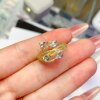 Natural aquamarine ring, fine crystal, clean, light blue, main stone 3*5mm, 925 silver plated with gold