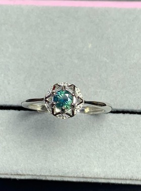 左右925银天然活口蓝宝石戒指