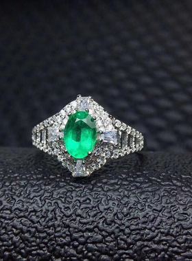 天然哥伦比亚祖母绿绿祖母绿戒指