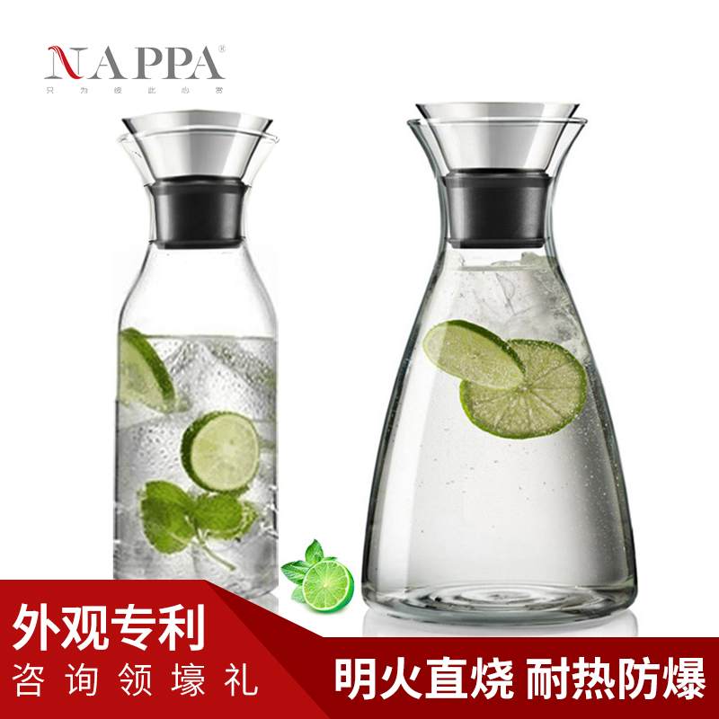NAPPA耐高溫防爆涼水壺玻璃茶壺大容量冷水壺套裝家用歐式果汁壺