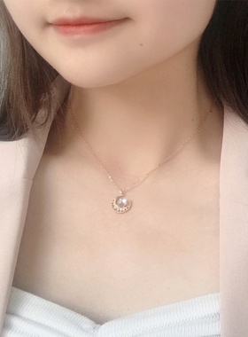 原创月亮项链女925银小众感ins风月光石吊坠锁骨链纯银饰品