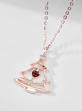 原创跨境圣诞饰品项链女925纯银小众感ins欧美秋冬圣诞节首饰