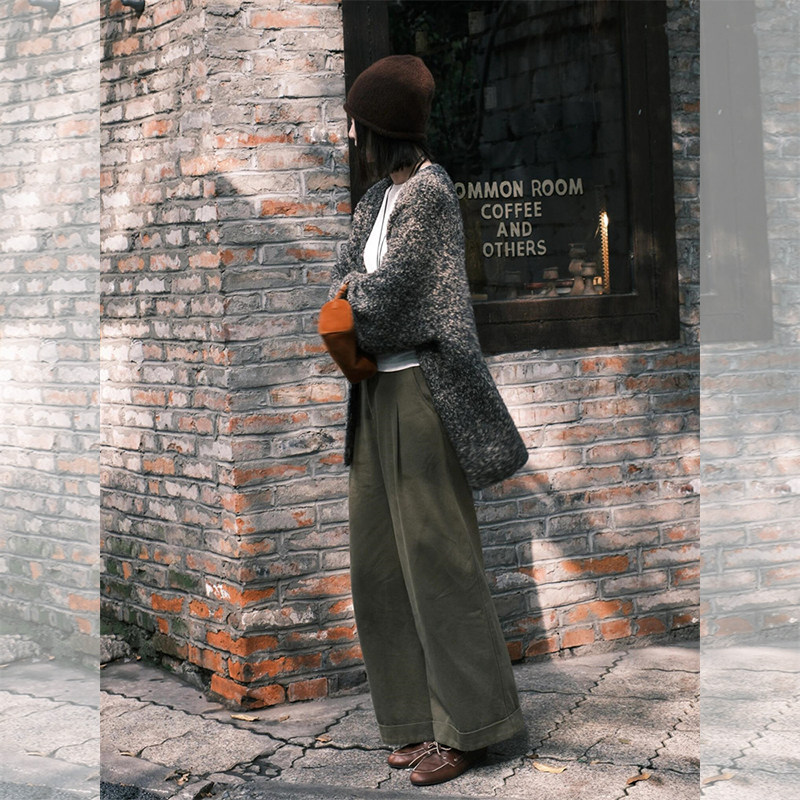 灰色宽松毛衣外套女秋冬韩系慵懒风高级感针织开衫单排扣长袖上衣,淘宝优惠券,粉丝福利购,淘宝优惠卷