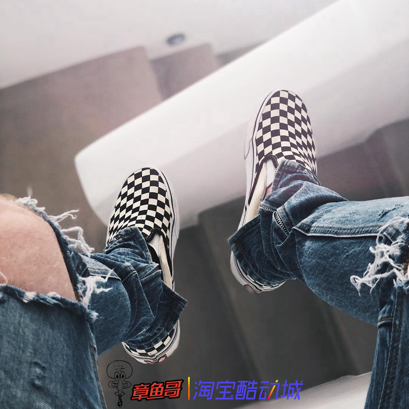 VANS/范斯 低帮经典款棋盘格一脚蹬帆布板鞋男女同款 VN000EYEBWW - 图0