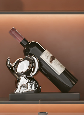 北欧轻奢大象红酒架装饰品摆件