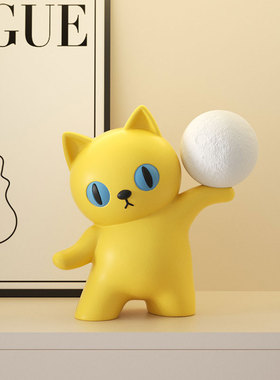 奶油风可爱猫咪小夜灯儿童卧室床头摆件入户玄关酒柜摆设乔迁礼物