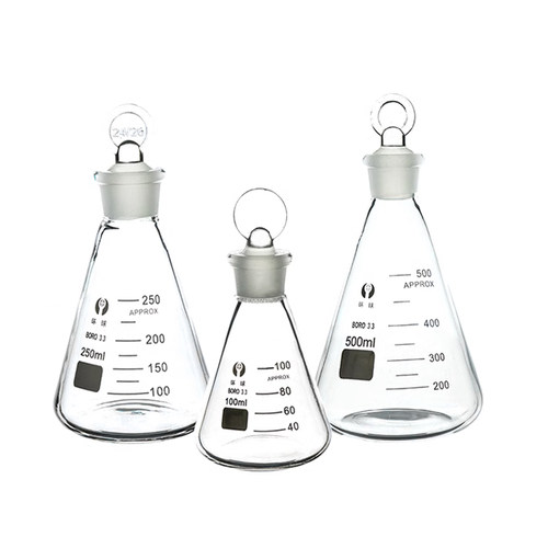 50ml100ml环球具塞三角瓶 三角烧瓶带玻璃塞24#标准口玻璃锥形瓶 - 图2