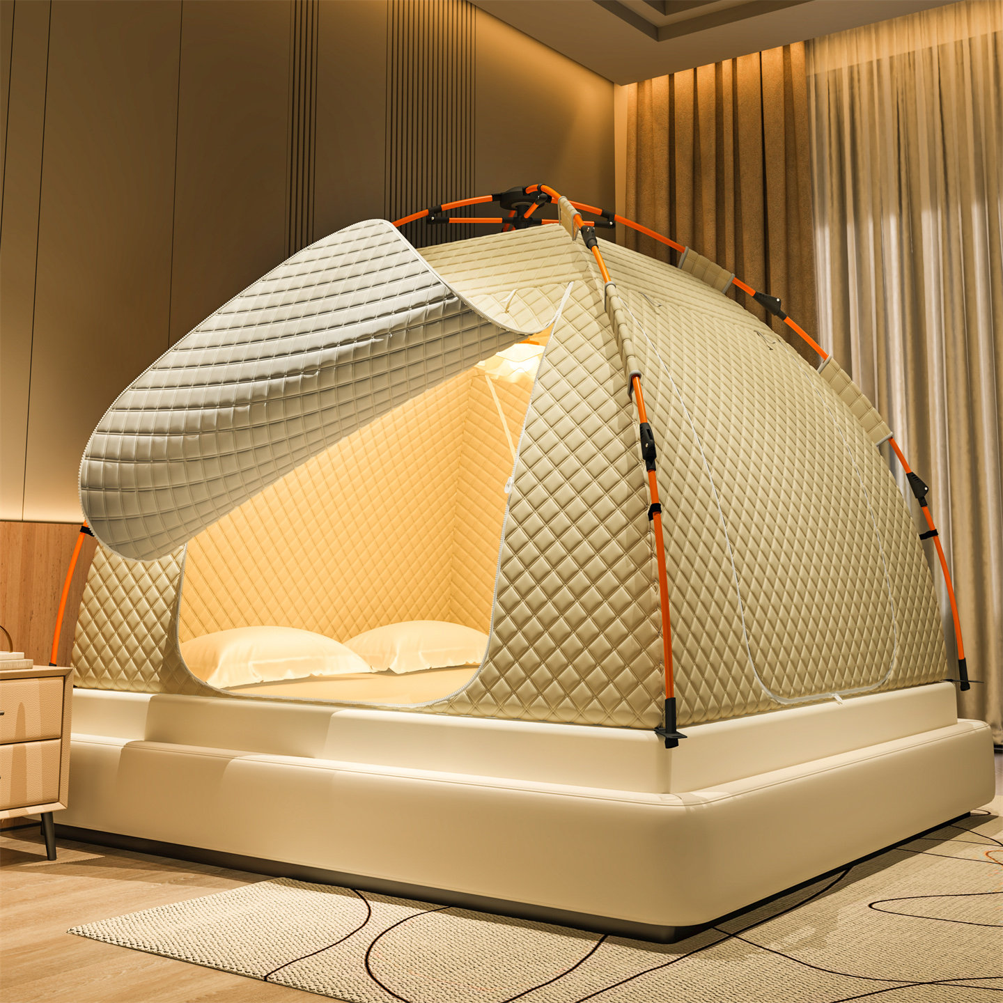 冬季保温帐篷免安装一键成型室内保暖蚊帐蒙古包夹棉防风钓鱼帐蓬,淘宝优惠券,粉丝福利购,淘宝优惠卷