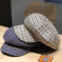 Japan Plaid Anise Cap Woman Autumn Winter Casual Retro Fashion Duck Tongue Cap Painter Cap Palate Cap Berets
