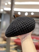 Japan knit plaid berets children autumn winter Inron retro casual painters cap Korean version of the Berehat