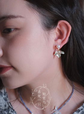 春夏仙气新中式淡水珍珠花朵耳钉