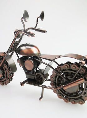 哈雷铁艺摩托车模型摆件 复古手工艺品创意男生礼物 橱窗装饰品