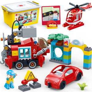 邦宝大颗粒消防车积木玩具儿童拧螺丝玩具飞机积木可喷雾ET923