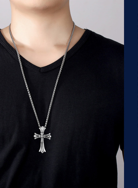 男士霸气十字架项链免费刻字