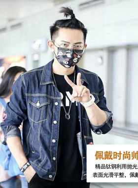 钛钢双环项链男女生送男友吊坠