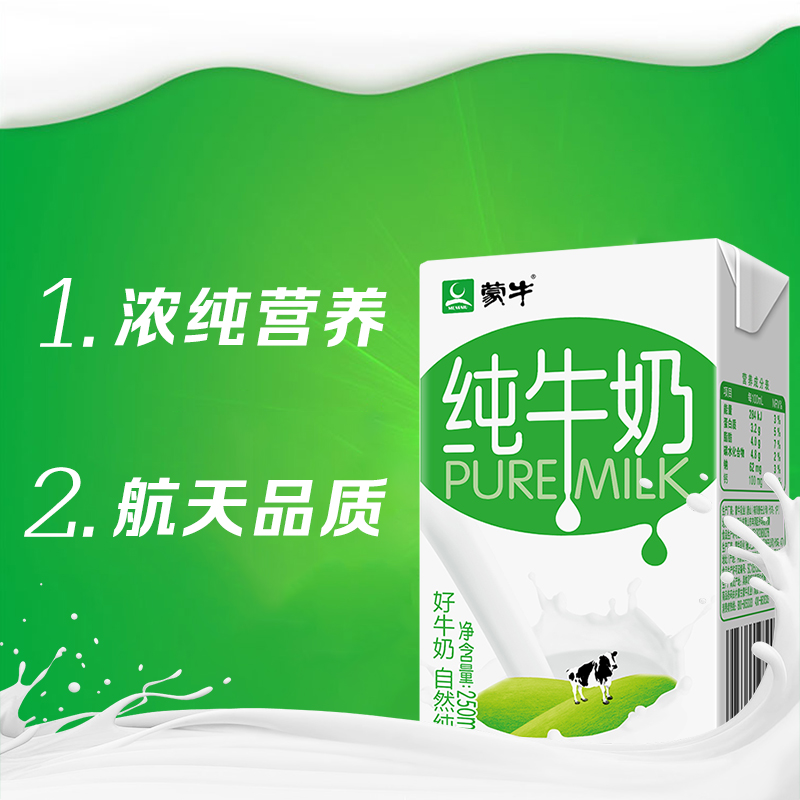 蒙牛 纯牛奶 PURE MILK 250ml*16 礼盒装 - 图1