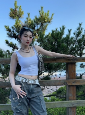 Gallery男女朋克风镶钻骷髅腰带