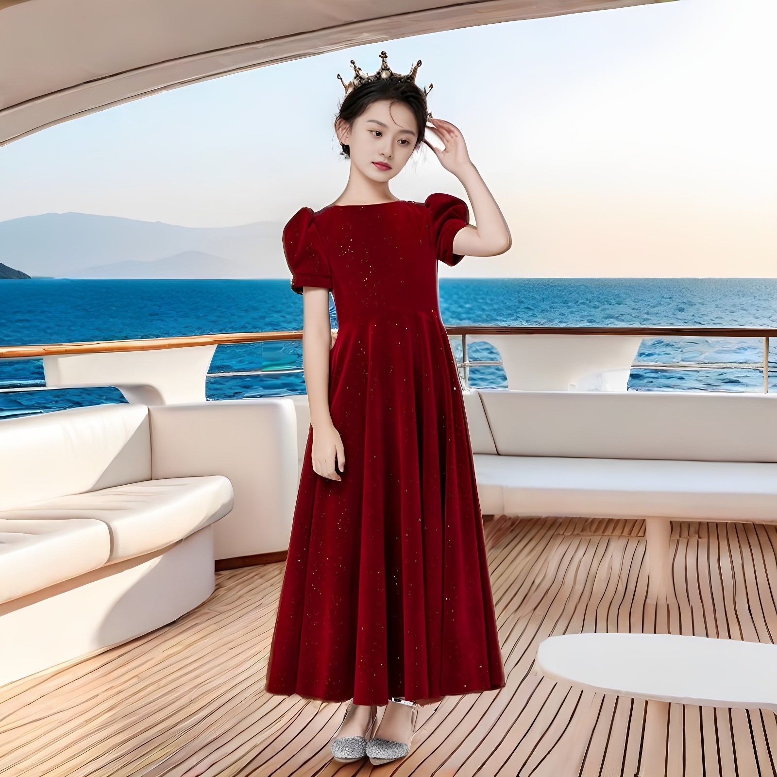 女童礼服黑色钢琴演出服公主裙轻奢高端儿童主持人生日长款晚礼服,淘宝优惠券,粉丝福利购,淘宝优惠卷