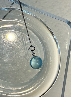 天然海蓝宝单珠锁骨链规格10-10.5毫米有求必应魔鬼蓝色纯银项链